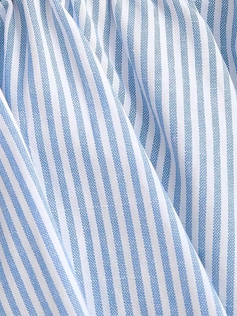 Blue & White Striped Ruffle Peplum Top