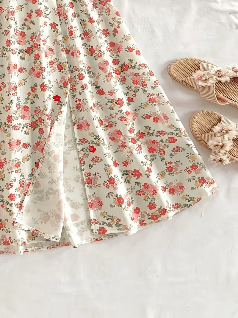 Floral Print Tie-Front Maxi Dress