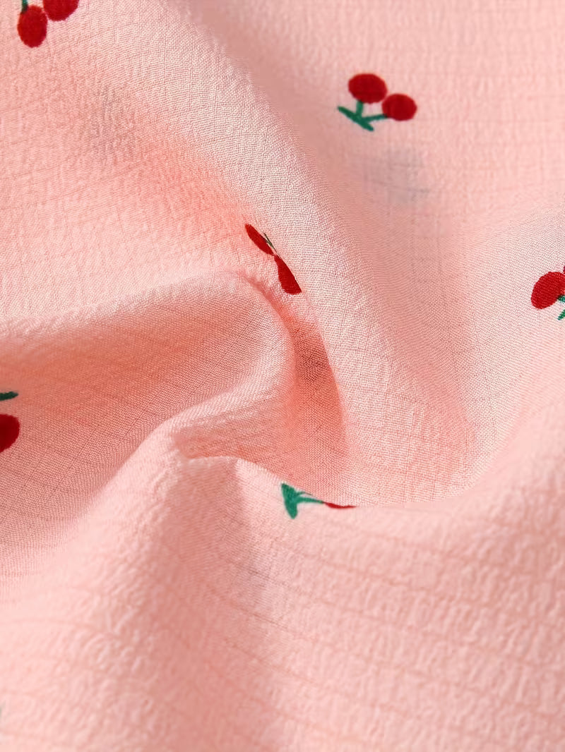 Women’s Cherry Print Soft Textured Short Pajama Set – (SET OF 3)