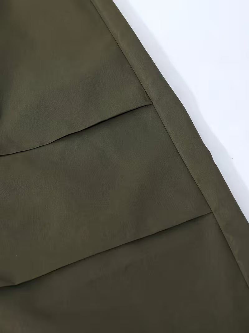 Women’s Olive Green Textured One-Shoulder Crop Top & Wide-Leg Pants 3-Piece Co-Ord Set