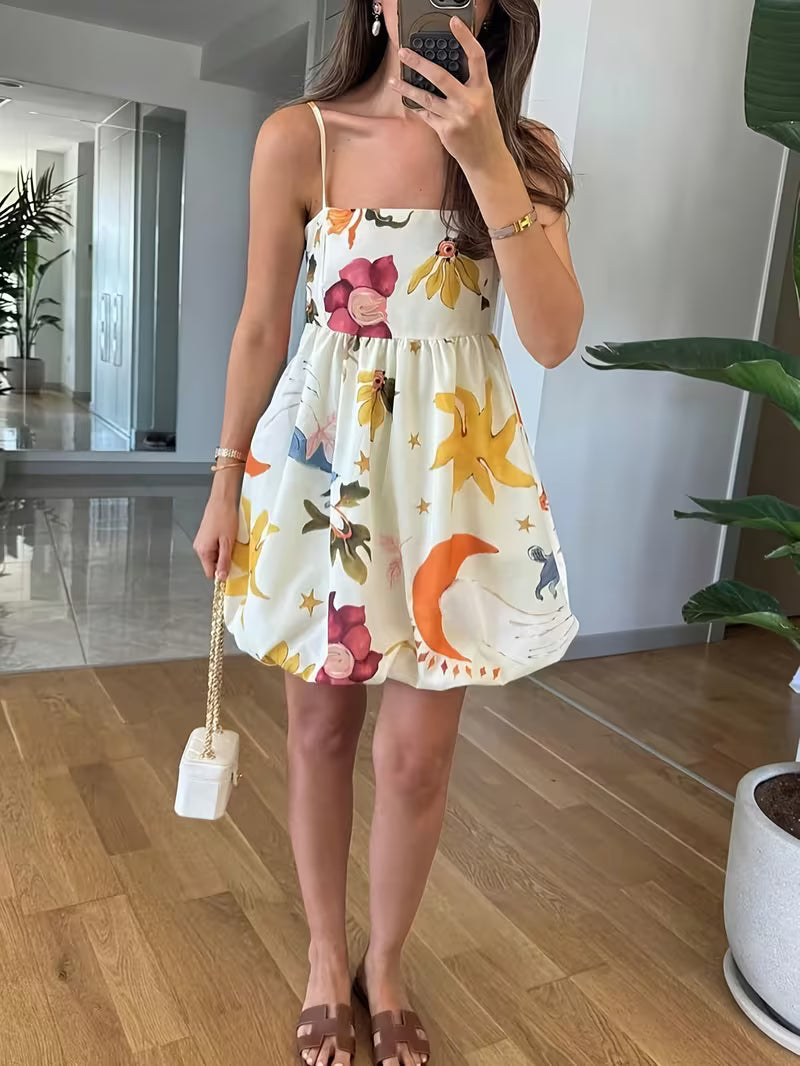 Floral Printed Spaghetti Strap Maxi Dress