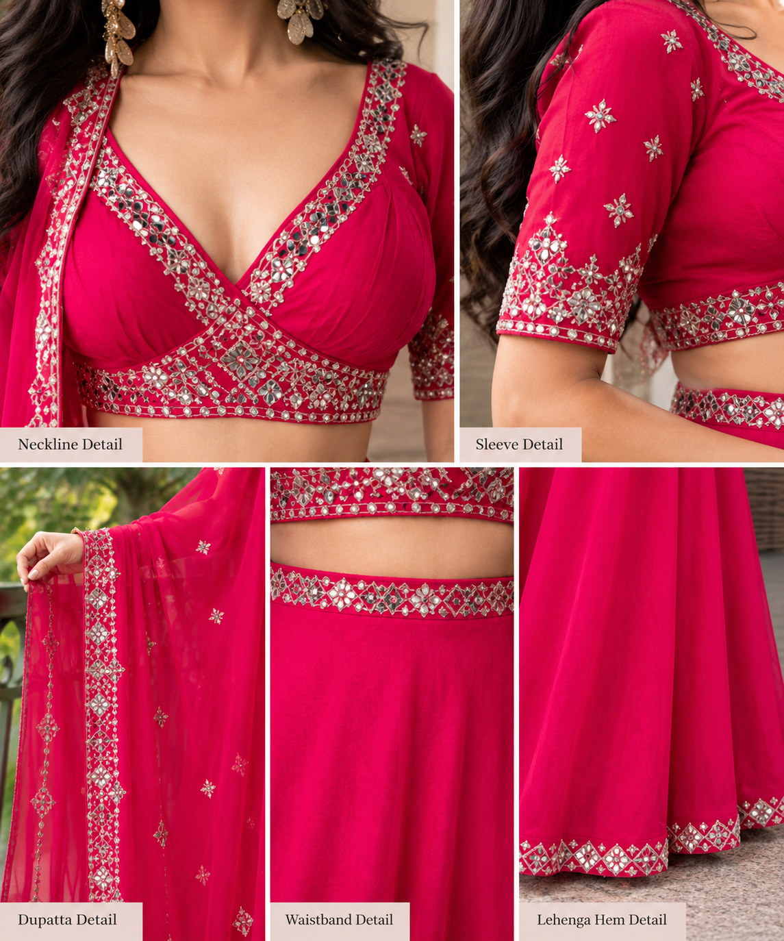 Elegant Fuchsia Pink Embroidered Cotton Lehenga Set with Dupatta