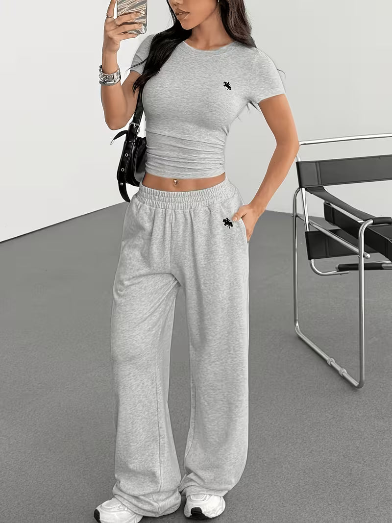 Women's Grey Relaxed Lounge Co-Ord Set
