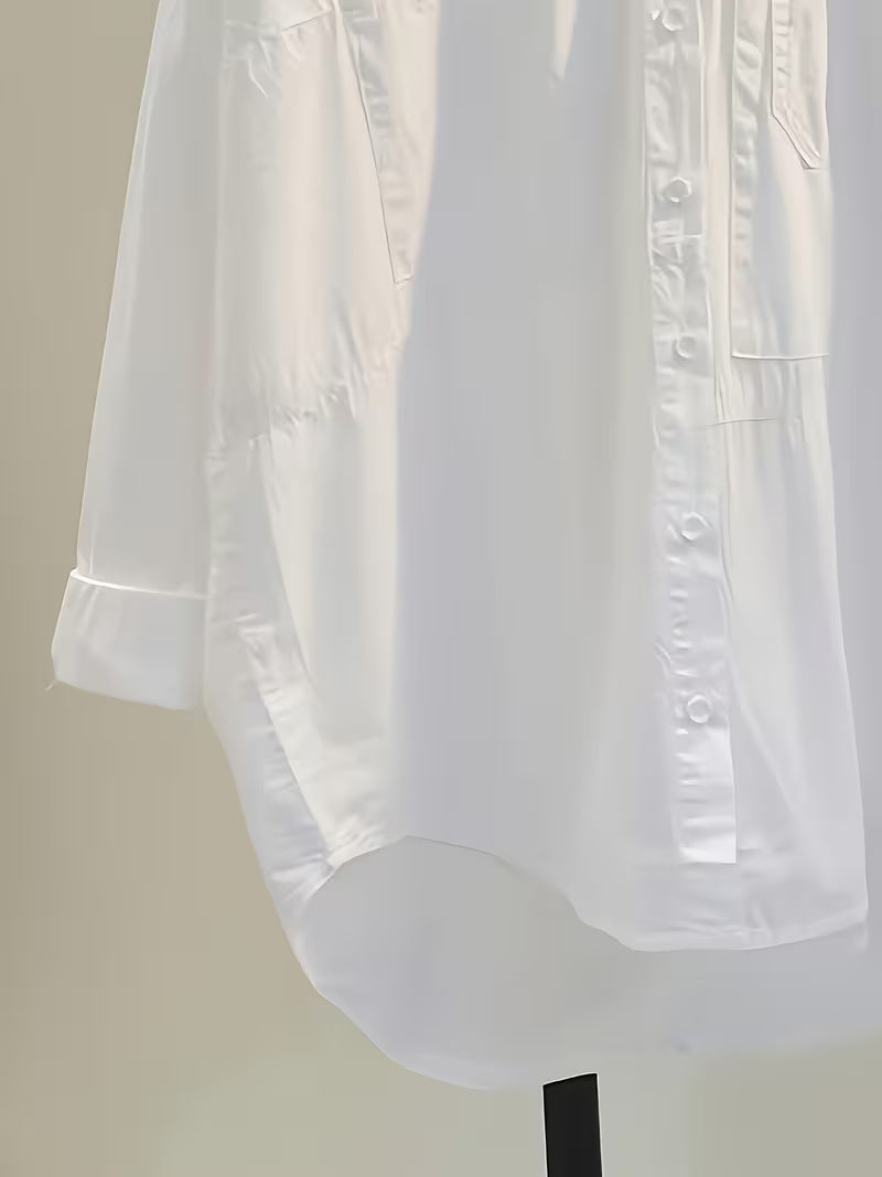 Women’s White Oversized Utility Button-Down Shirt