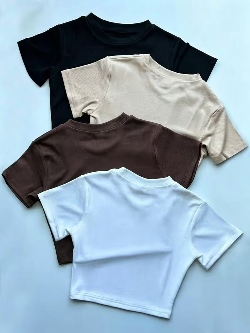 Ribbed Essential Crew Neck T-Shirt – Pack of 4