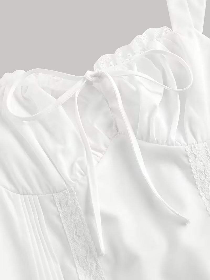 White Lace Trim Corset Mini Dress