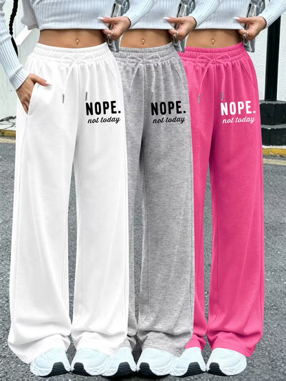 Women’s “NOPE. Not Today” Wide-Leg Lounge Pants – Pack of 3