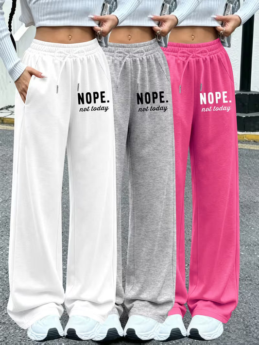 Women’s “NOPE. Not Today” Wide-Leg Lounge Pants – Pack of 3