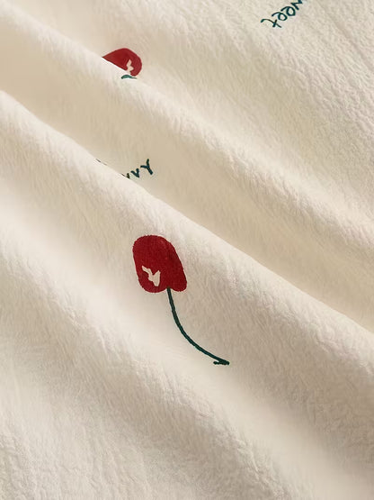 Cherry Print Tie-Strap Mini Dress