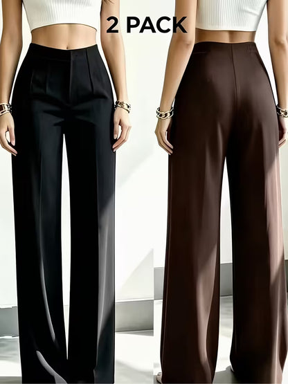 High-Waisted Pleated Wide-Leg Trousers