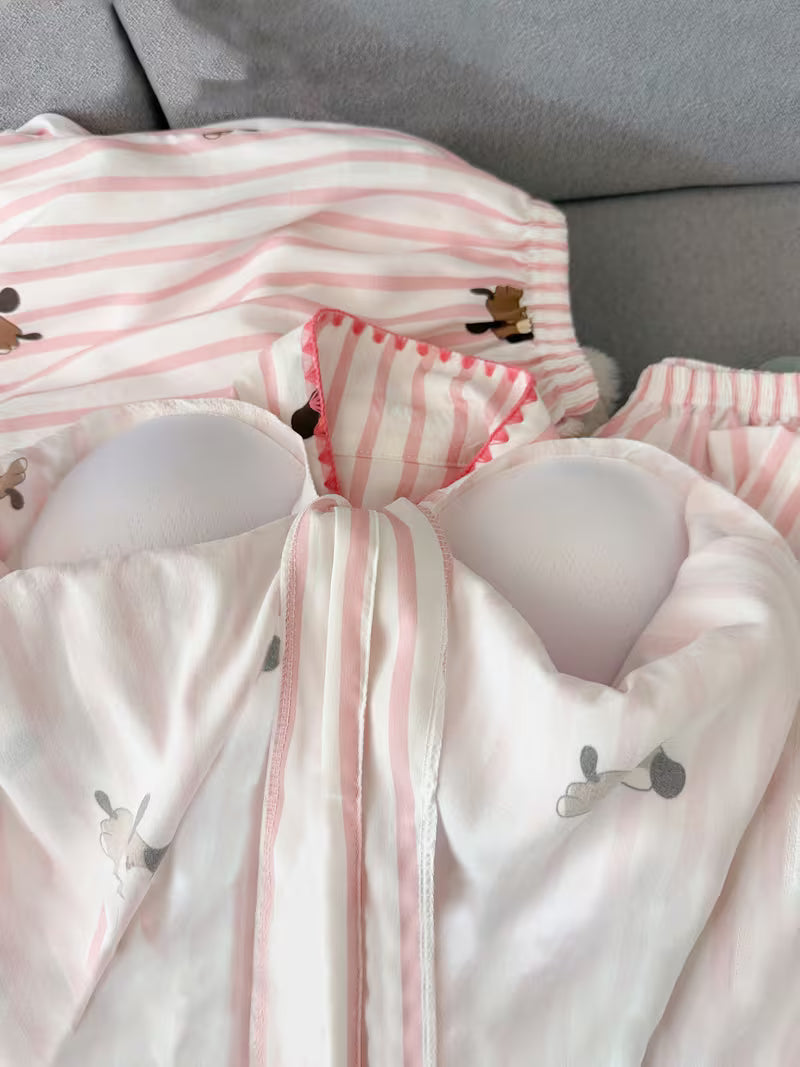 Cute Puppy Padded Cup 3-Piece Night Suit Set