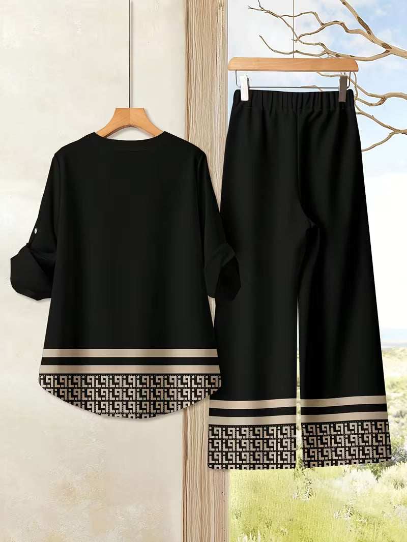 Midnight Black Geometric Border Co-Ord Set