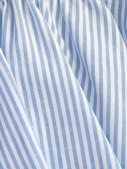 Blue & White Striped Ruffle Peplum Top
