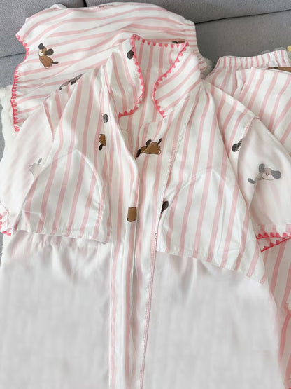 Cute Puppy Padded Cup 3-Piece Night Suit Set