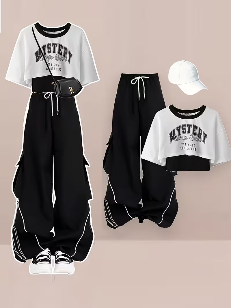 Women's Graphic Crop Top & Cargo Pants Co-Ord Set