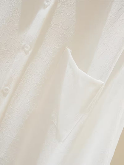 Women’s White Textured Sheer Button-Down Shirt