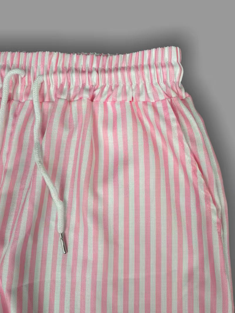 Women’s Cotton 2-Piece Pajama Set – Graphic T-Shirt & Striped Lounge Pants