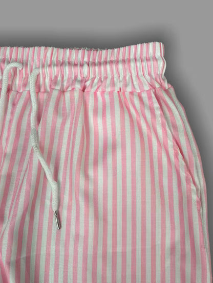 Women’s Cotton 2-Piece Pajama Set – Graphic T-Shirt & Striped Lounge Pants