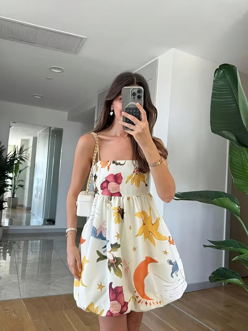 Floral Printed Spaghetti Strap Maxi Dress