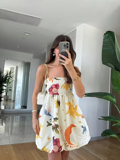 Floral Printed Spaghetti Strap Maxi Dress