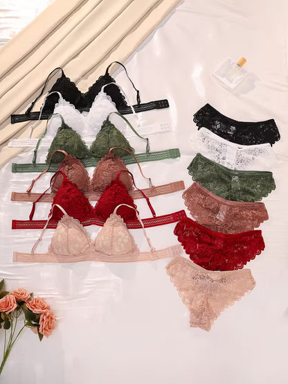 6-Set Women's Lace Bralette & Panty Set – 12 Pieces