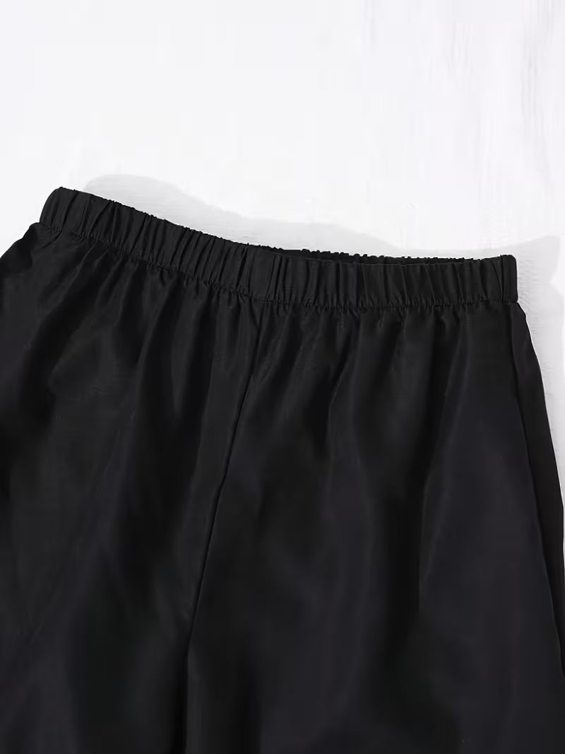 Women’s Black & White Striped Co-Ord Set with Wide-Leg Pants