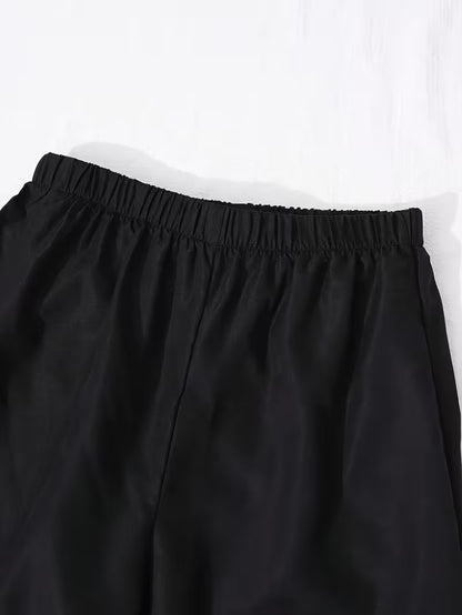 Women’s Black & White Striped Co-Ord Set with Wide-Leg Pants