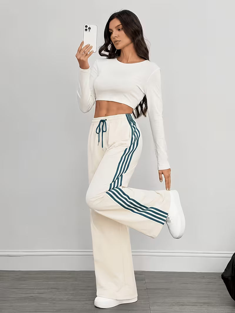 Women’s 3-Stripe Wide-Leg Track Pants – Pack of 3