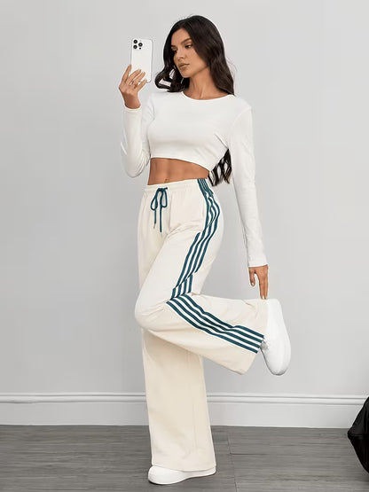 Women’s 3-Stripe Wide-Leg Track Pants – Pack of 3