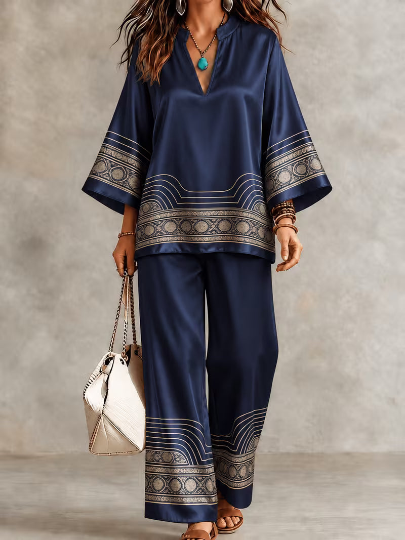 Midnight Luxe Printed Satin Co-Ord Set