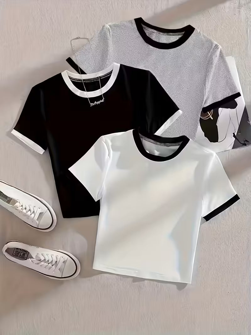 Contrast Edge Oversized T-Shirt – Pack of 3
