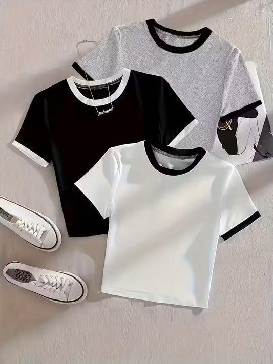 Contrast Edge Oversized T-Shirt – Pack of 3