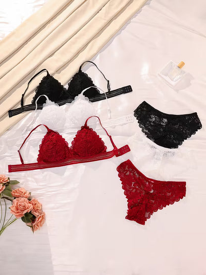 6-Set Women's Lace Bralette & Panty Set – 12 Pieces
