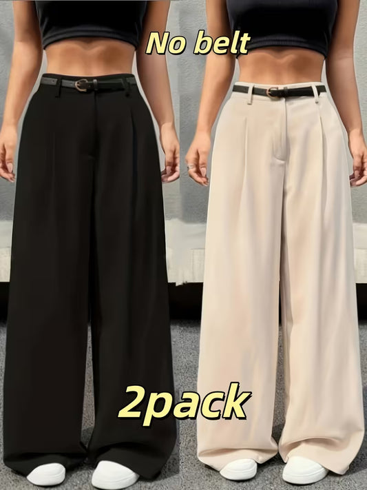 2-Piece High-Waisted Wide-Leg Trousers Set