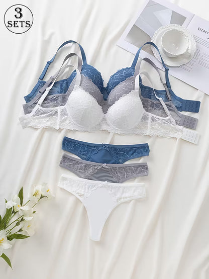 3-Piece Lace Bra & Panty Set