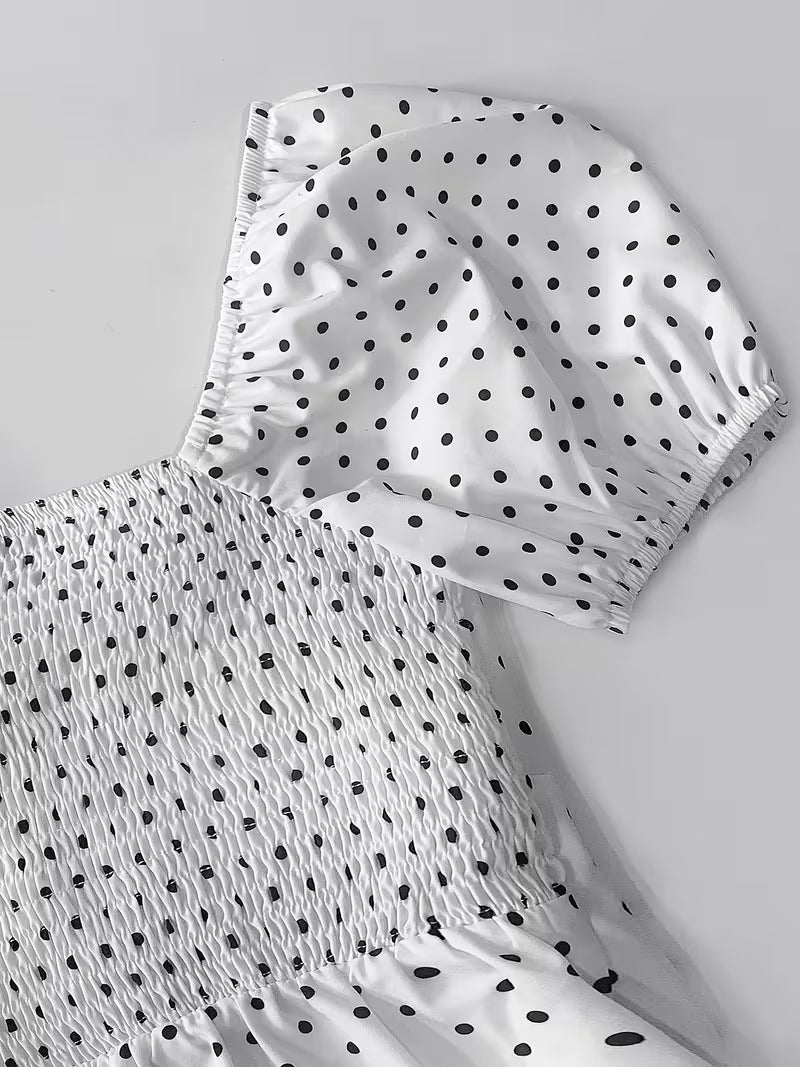 Polka Dot Bow Front Peplum Top