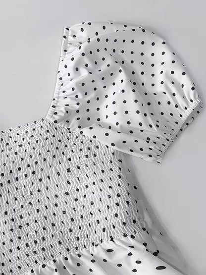 Polka Dot Bow Front Peplum Top