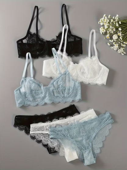 3-Piece Lace Bra Set for Women