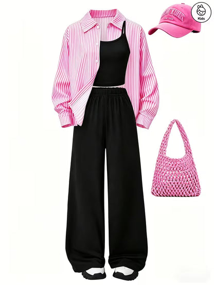 Pink Stripe Play 3-Piece Co-Ord Set