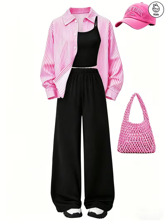 Pink Stripe Play 3-Piece Co-Ord Set