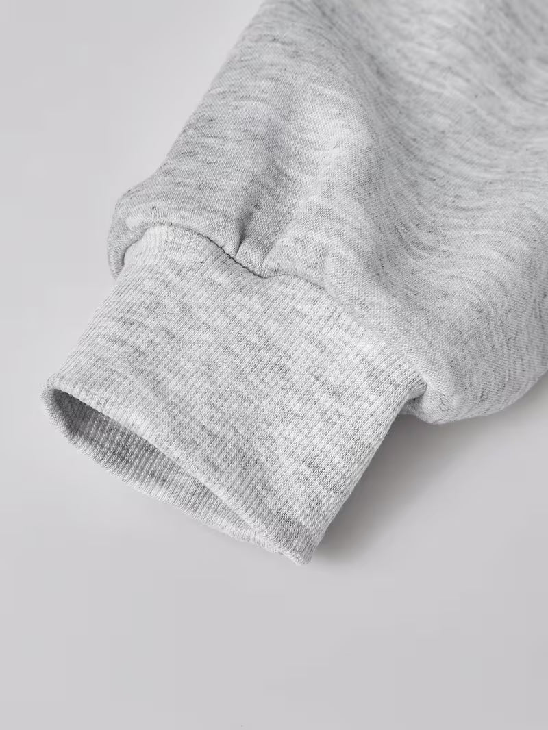 Grey Cozy 3-Piece Lounge Set with Cropped Hoodie