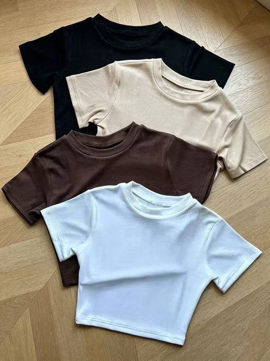 Ribbed Essential Crew Neck T-Shirt – Pack of 4