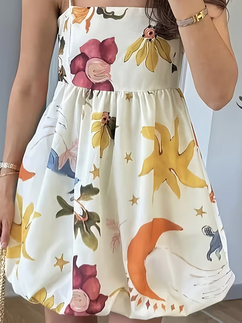 Floral Printed Spaghetti Strap Maxi Dress