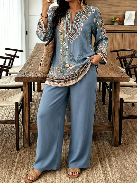 Serene Blue Floral Printed Co-Ord Set