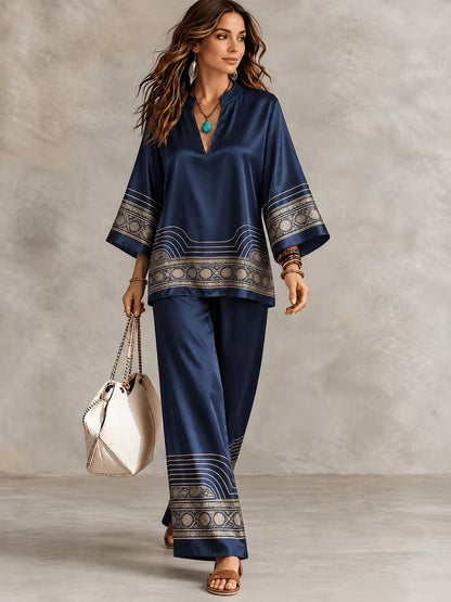 Midnight Luxe Printed Satin Co-Ord Set