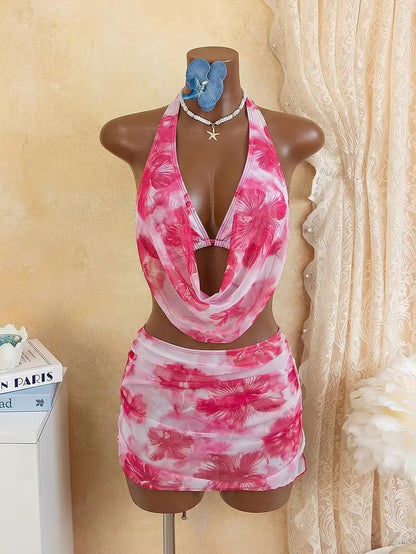Women's Floral Printed 3-Piece Bikini Set