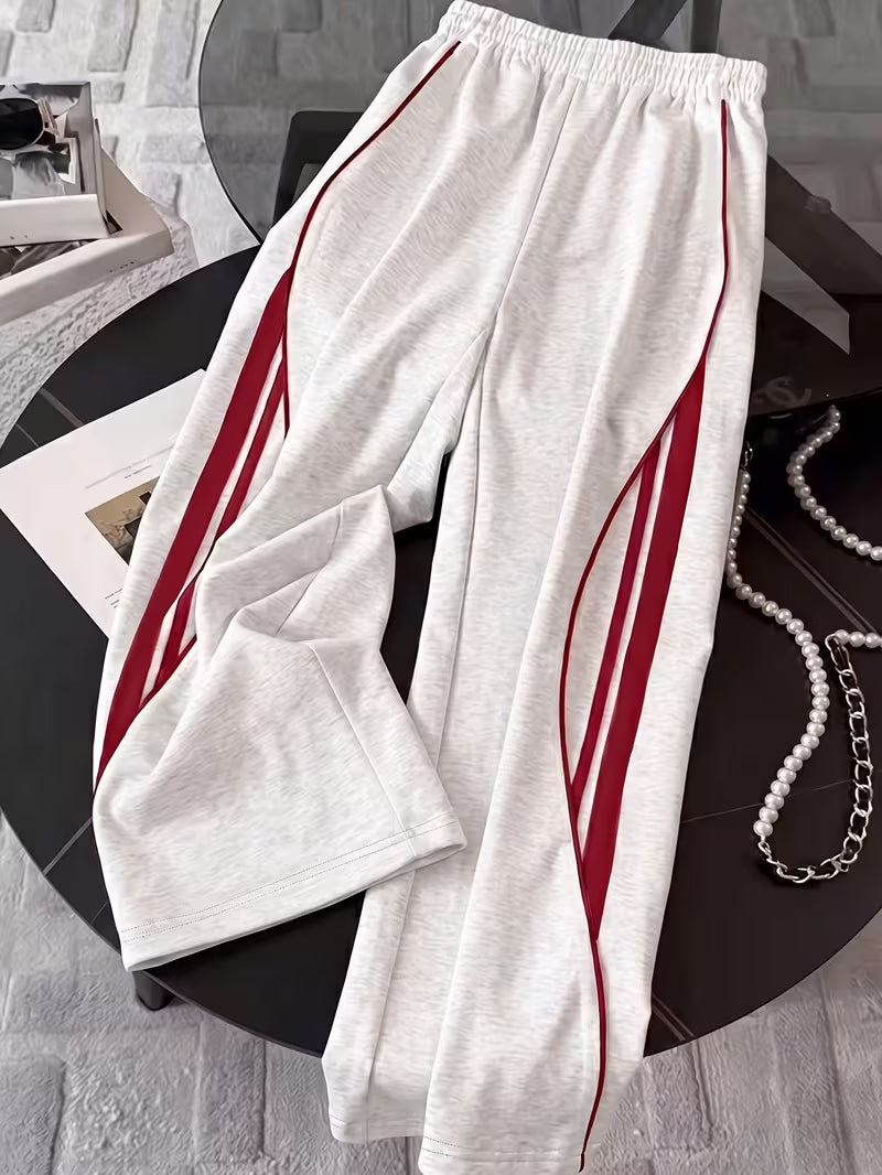 Ivory & Burgundy Stripe Athleisure Co-Ord Set