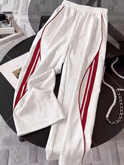 Ivory & Burgundy Stripe Athleisure Co-Ord Set