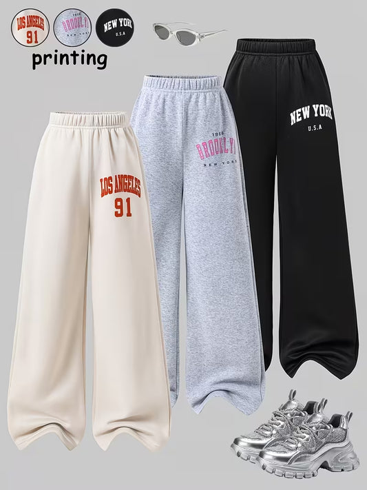 Pack of 3 Women’s Oversized Printed Wide-Leg Lounge Pants – Casual Comfort Fit
