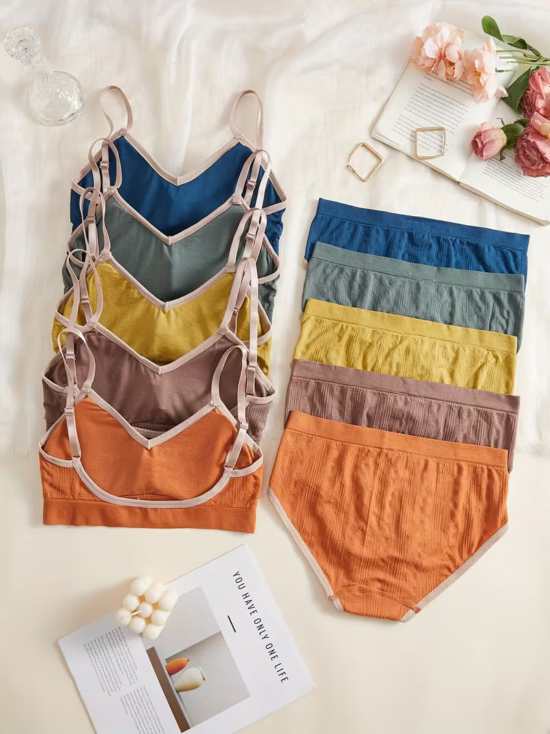 10-Piece Women's Seamless Bra & Panty Set – Set of 5 Bras + 5 Panties